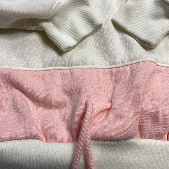 Vintage Sports Accent Pink White Striped Pullover Sweatshirt Size Small - Picture 6 of 7